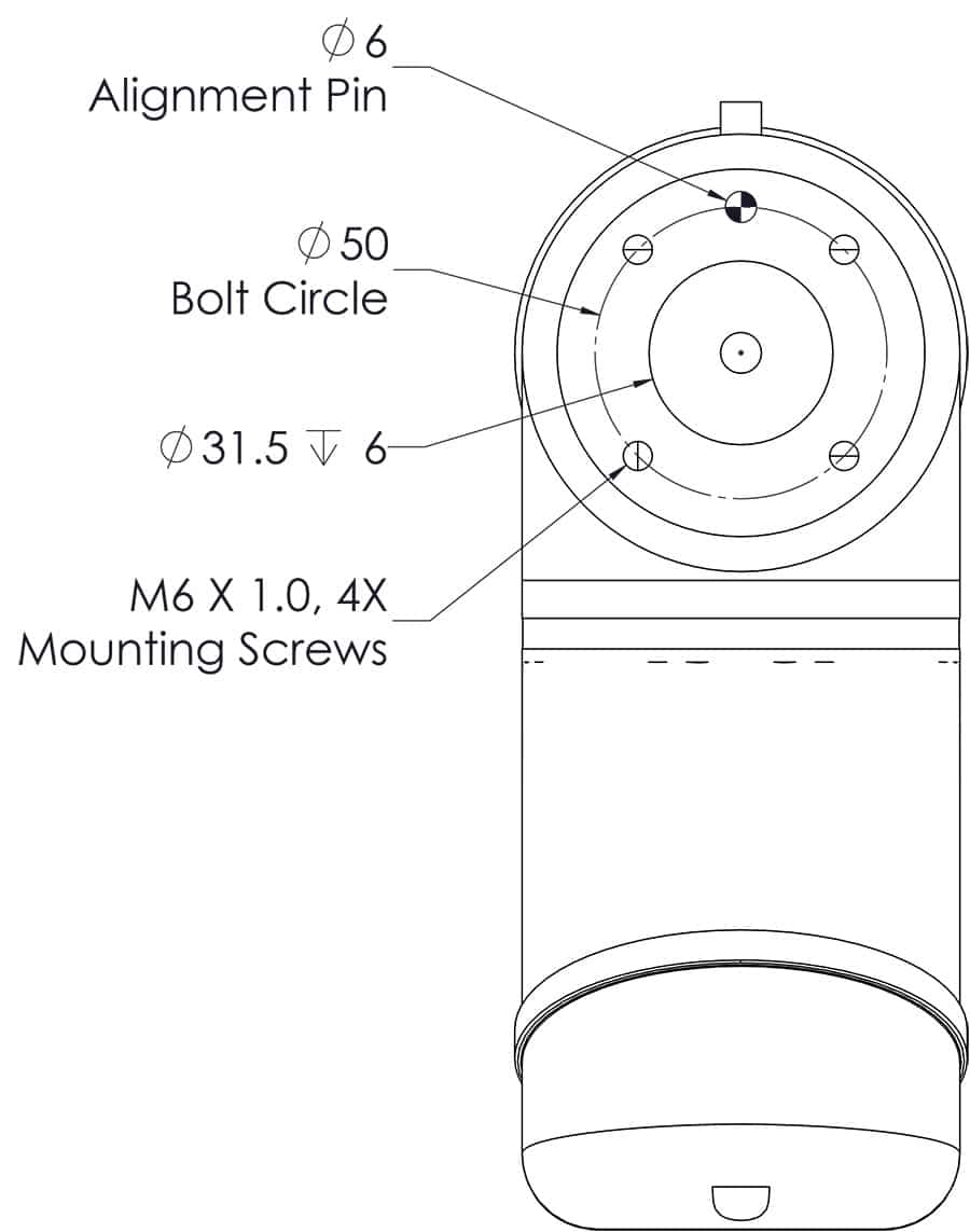 Tool flange Drawing of 50 mm Bolt Circle